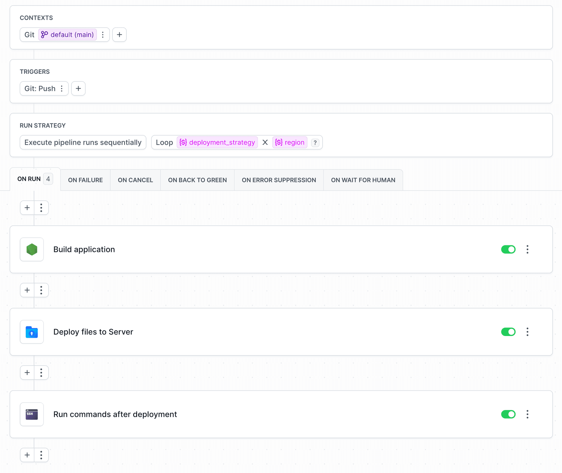 Example of a pipeline with loop variables defined
