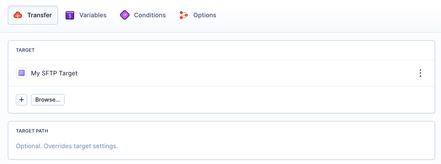 SFTP action configuration