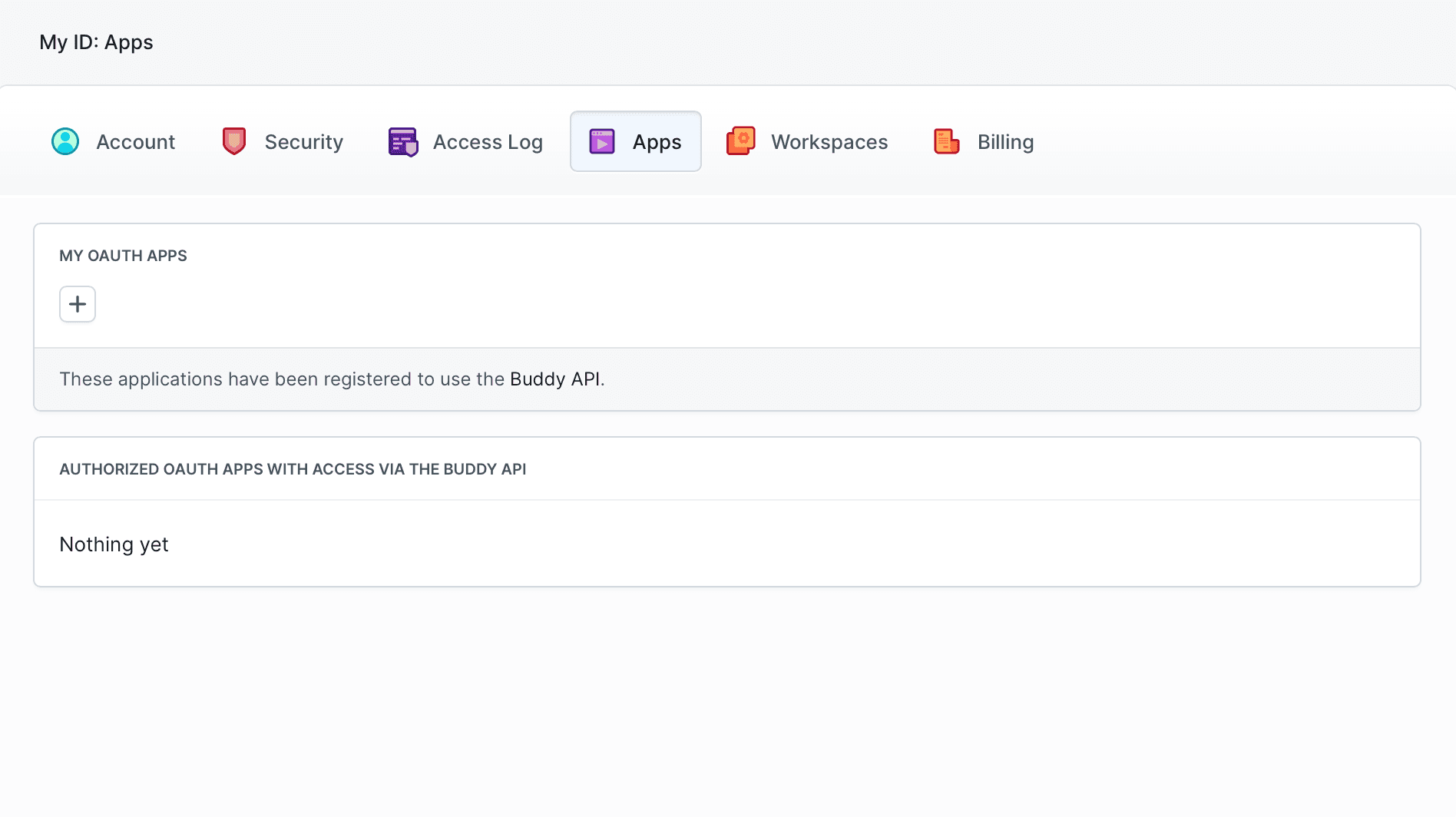 Empty OAuth apps dashboard