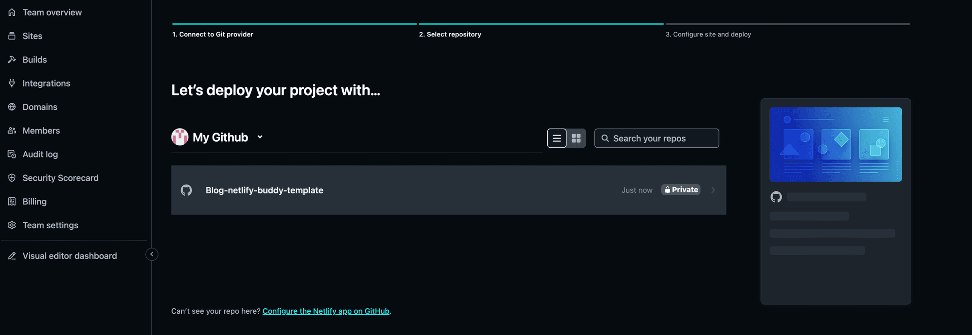 Project configuration in Netlify