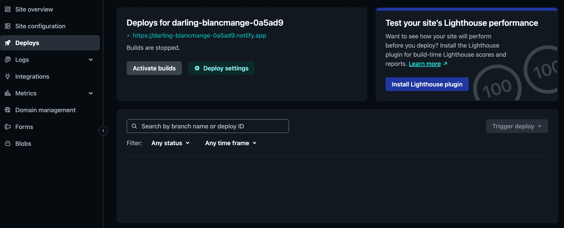 Deploy settings in Netlify