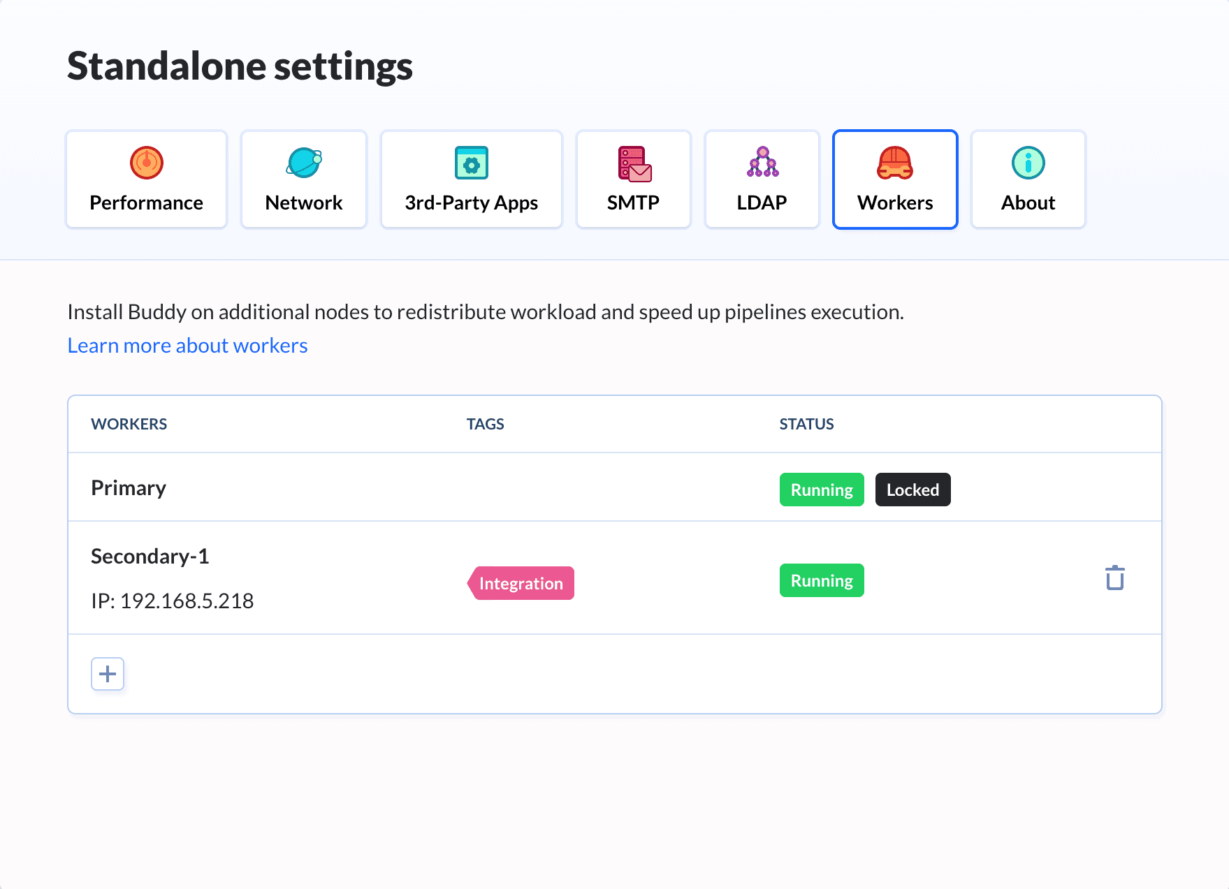 Runners tab in self-hosted Admin