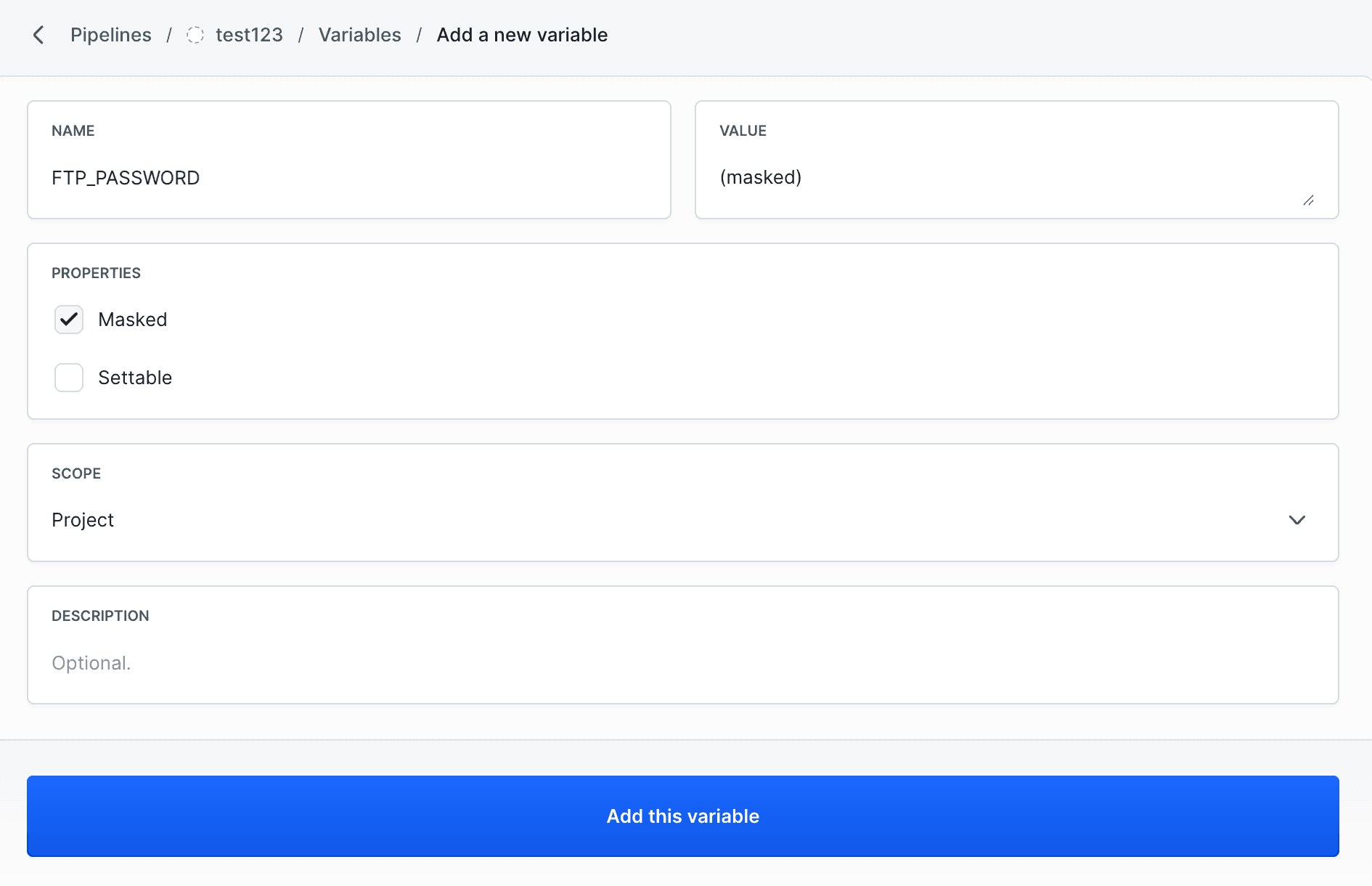 Adding encrypted variable