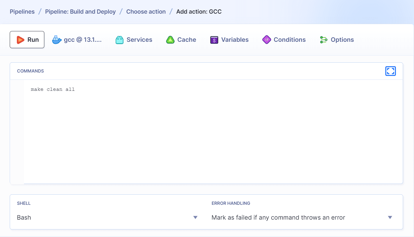 Build commands console