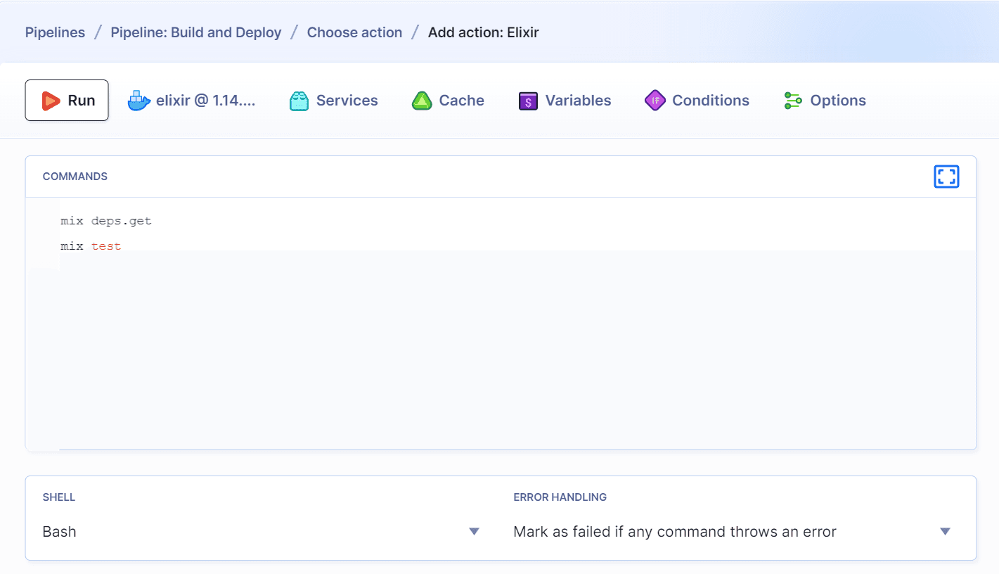 Elixir action commands console
