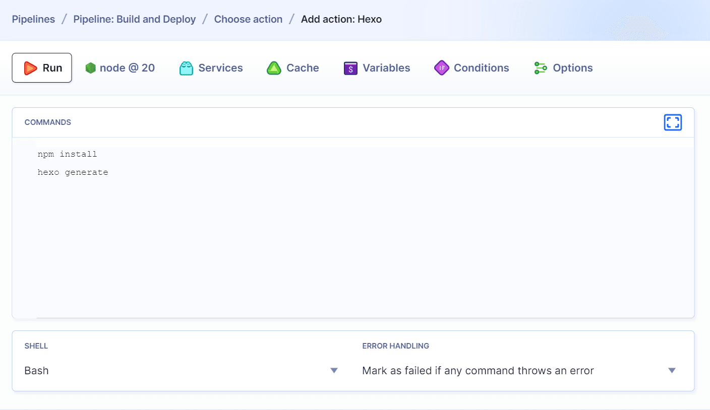 Hexo command console