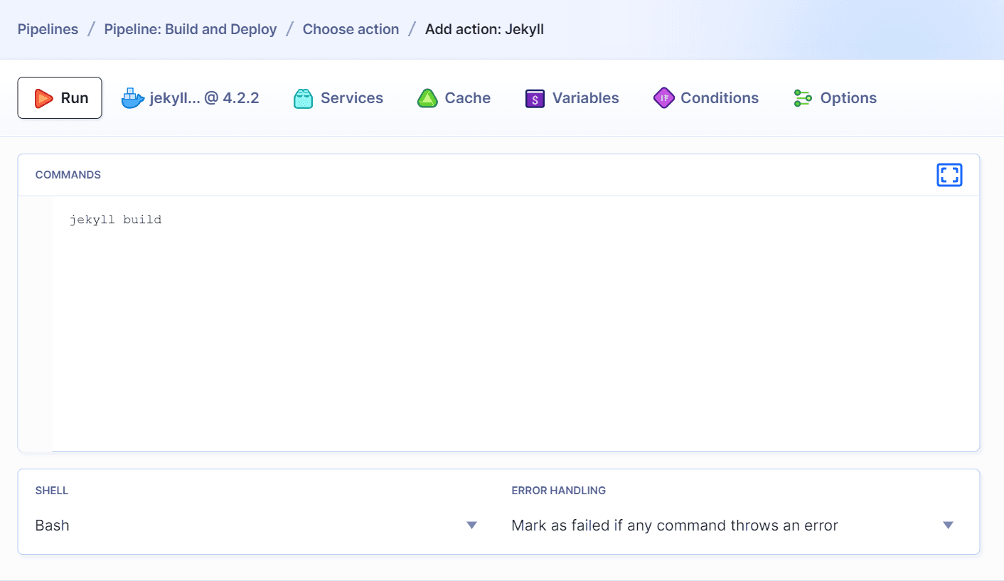 Default build commands for Jekyll