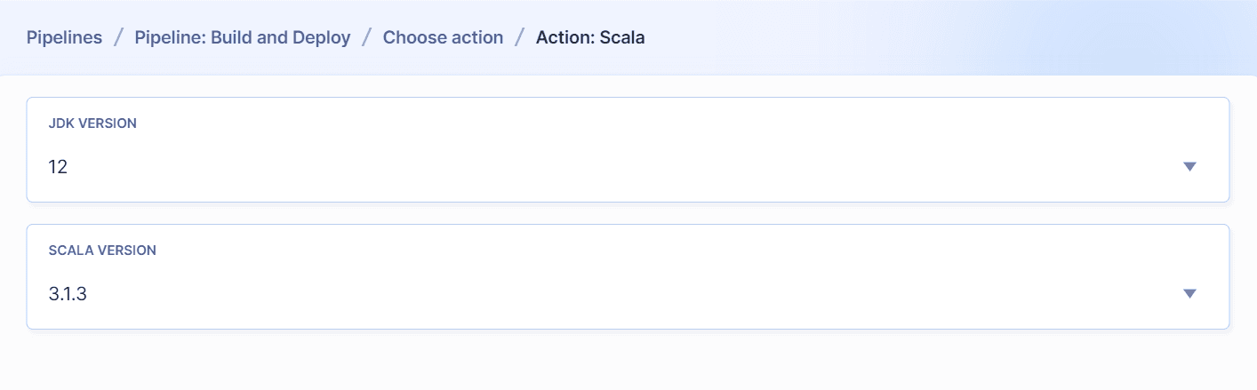 Selecting Scala & JDK version
