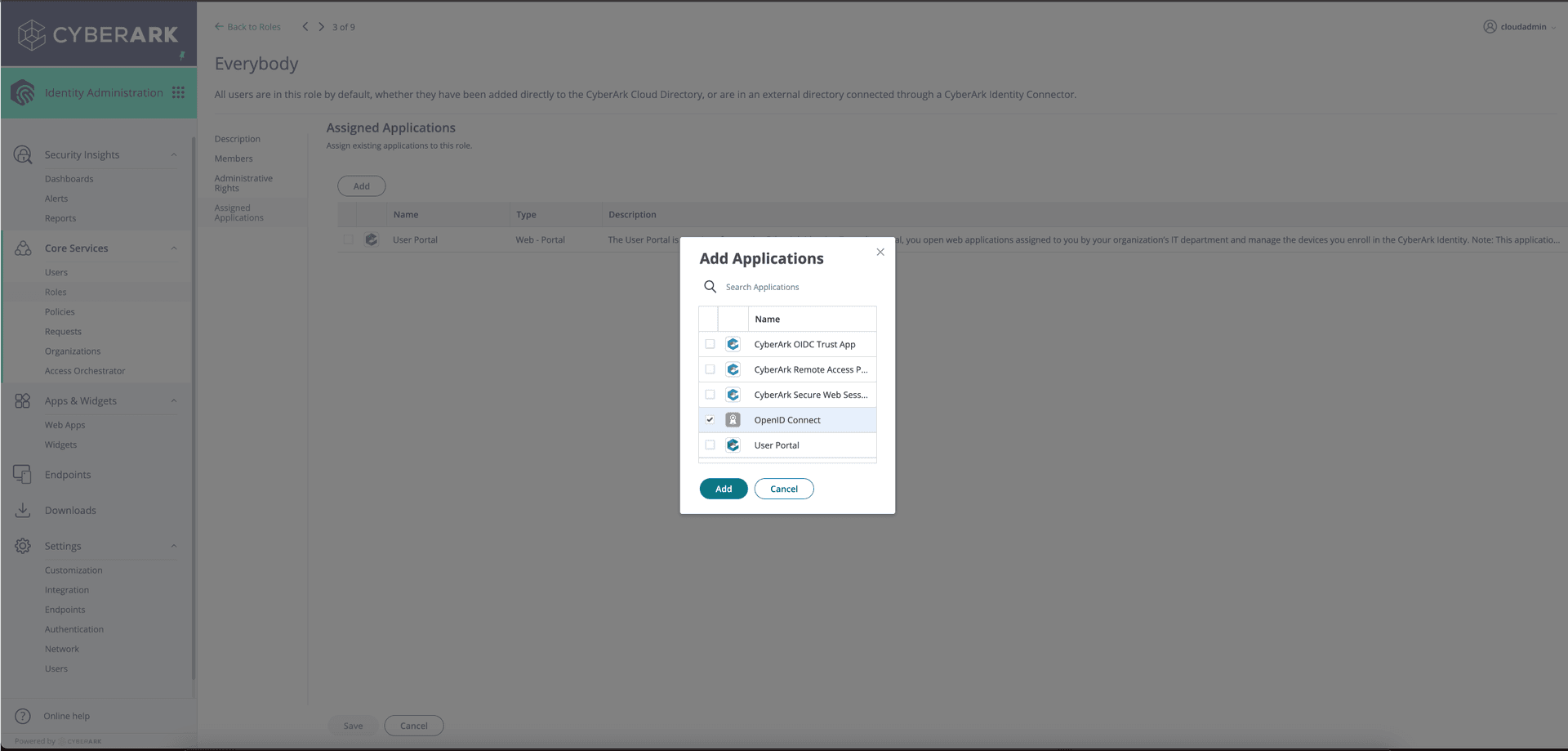 CyberArk's assigned applications