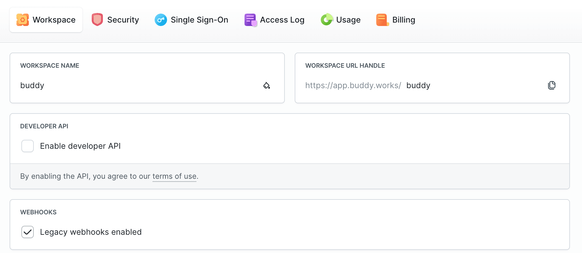 Legacy webhook setting