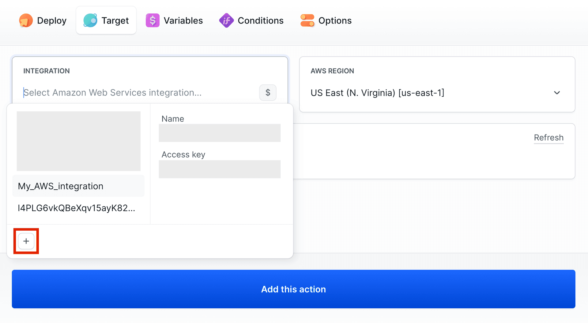 Adding a new integration from an action