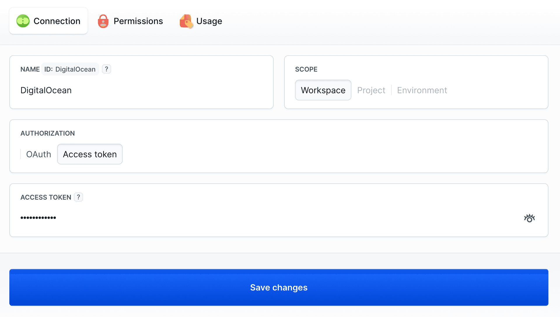 Integration management screen