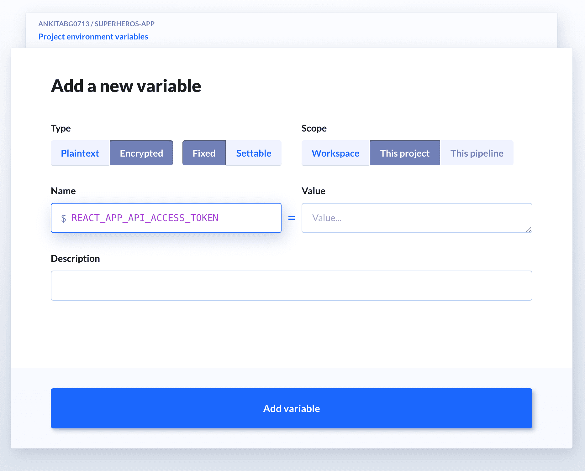Environment variables