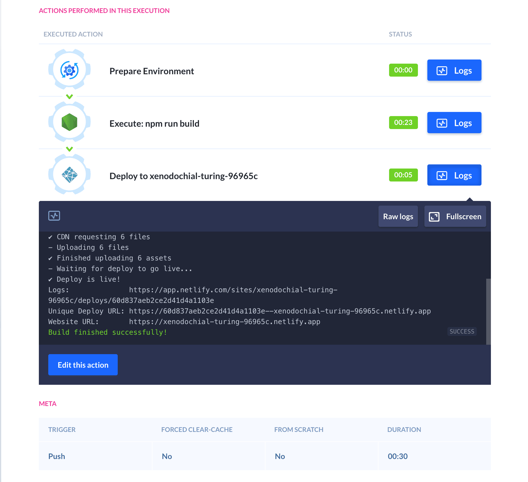 Execution 2 - Netlify - logs